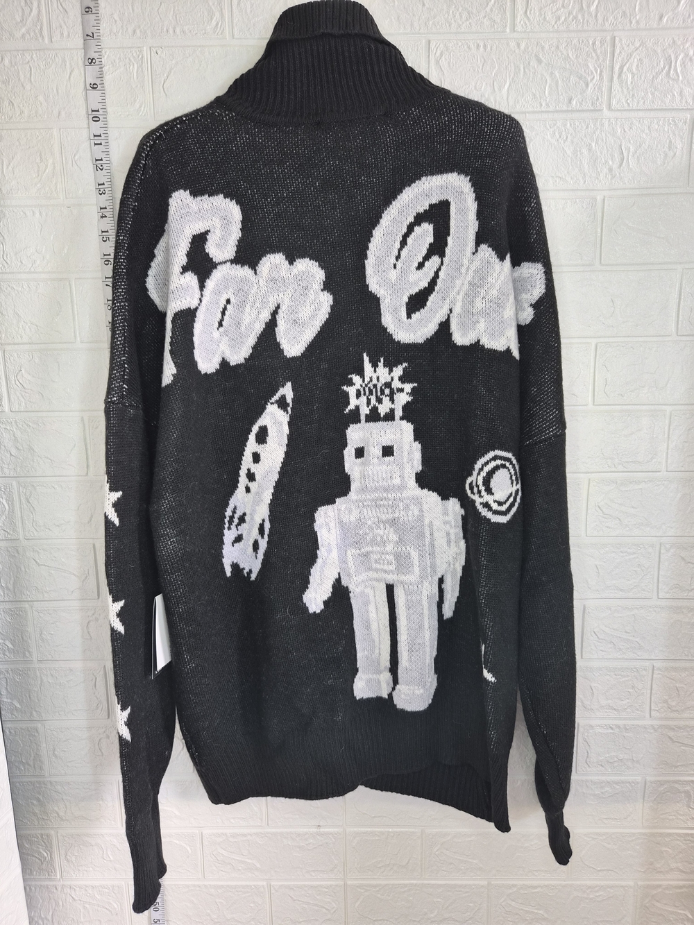 Spirit Jersey Far Out Heavy Cardigan Unisex Size XL Zip Up Sweater Jacket Robot
